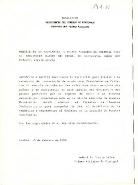 [Carta: confirmación de invitación a ceremonia de asunción a la Presidencia ]