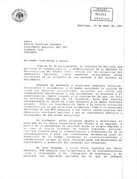 [Carta del Presidente Patricio Aylwin a Senador Andrés Zaldivar]