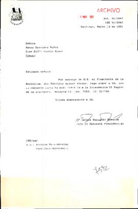 Carta ha sido remitida a la Intendencia IX Región de la Araucanía, mediante Of. GAB. PRES. (0) 91/760.