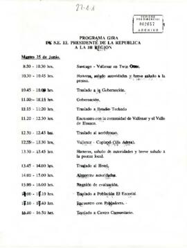 Programa Gira del S.E El Presidente de la República a la III Región.