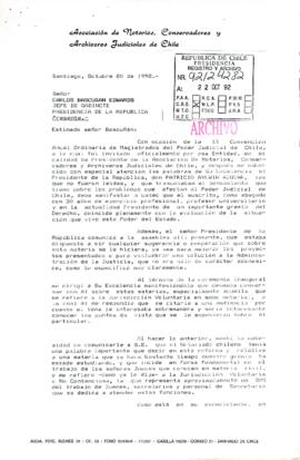 [Petición de audiencia con S.E. el Presidente de la República para la Directiva de la Asociación de Notarios, Conservadores y Archiveros Judiciales de Chile]