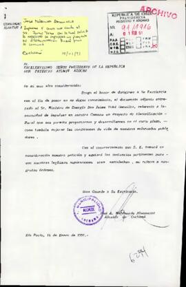 [Informa que se envió al Ministro de Energía el documento "Proyecto de electrificación rural comuna de Cochamó"]