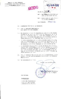 [Oficio del Gobernador Provincial de Colchagua mediante el cual informa gestión realizada en solicitud ciudadana]