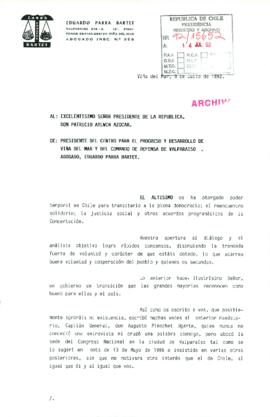 [Carta del Presidente del Centro para el progreso y desarrollo de Viña del Mar y del Comando de Defensa de Valparaíso]