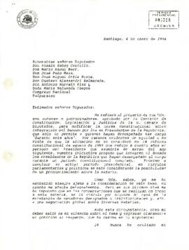 [Carta del Presidente Patricio Aylwin a un grupo de Senadores de la República encargados de un proyecto de norma constitucional]