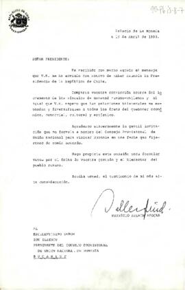 [Carta del presidente del consejo provisional de unión nacional de rumania]