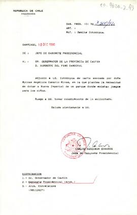 [Remite carta a Gobernador de Provincia de Cautín]
