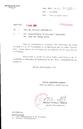 [Oficio Gab. Pres. Ord. N° 6395 de Jefe de Gabinete Presidencial, remite copia de carta que se indica]