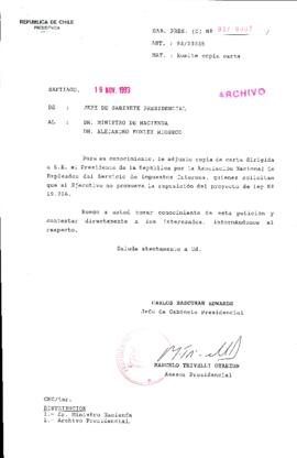 [Oficio Gab. Pres. Ord. N° 6007 de Jefe de Gabinete Presidencial, remite copia de carta que se indica]