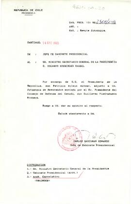[Carta del Jefe de Gabinete Presidencial a Ministro Edgardo Boeninger]