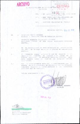 [Orden N° 2200 de la Municipalidad de Estación Central por solicitud de trabajo de Georgina Villalobos]
