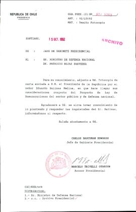 [Oficio Ord. N° 5263 de Jefe de Gabinete Presidencial, remite copia de carta que se indica]