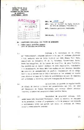 [Carta del Gobernador de San Felipe sobre regularización de título de dominio]