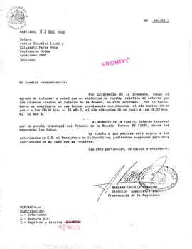 [Respuesta a solicitud de visita aceptada para II A y C del Colegio Pedro de Valdivia]