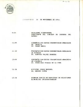 Programa Jueves 26 de Noviembre de 1992.