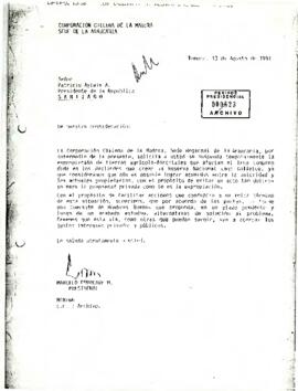 [Carta de la Corporación Chilena de Madera con solicitud de suspensión de expropiación de tierras agrícolas-forestales]