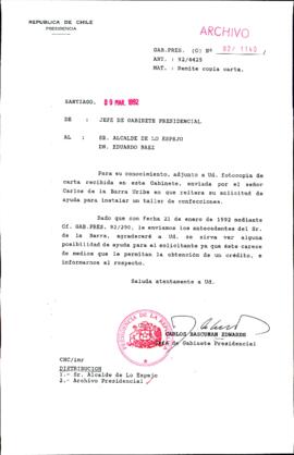 [Carta del Jefe de Gabinete de la Presidencia a Alcalde de Lo Espejo]