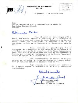 [Carta de Comandante en Jefe de la Armada de Chile con invitación a Ceremonia de Lanzamiento al M...