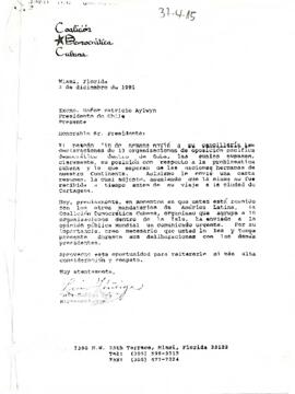 [Carta para S.E El Presidente de la República de Coalición Democrática Cubana ]