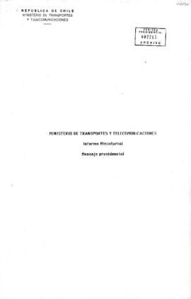 Ministerio de Transportes y Telecomunicaciones- Informe Ministerial - Mensaje presidencial.