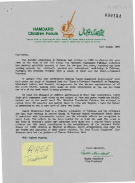 [Carta de Hamdard Children Forum]