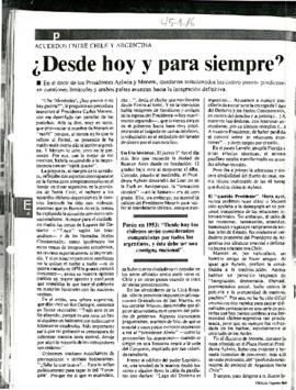 [Artículo de Revista Ercilla sobre acuerdos entre Chile y Argentina]