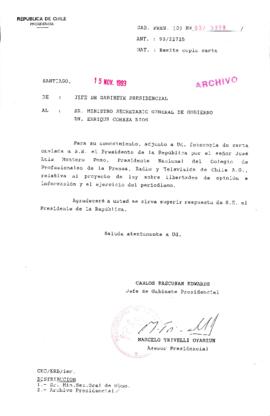 [Oficio Gab. Pres. N° 5898 de Jefe de Gabinete Presidencial, remite copia de carta que se indica]