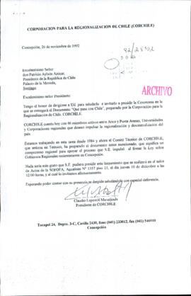 [Carta de Corporación para la Regionalización de Chile]