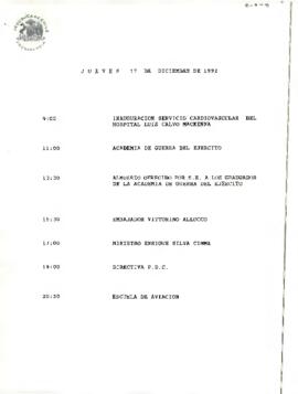 Programa Jueves 17 de Diciembre de 1992.