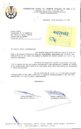 [Carta del Presidente Nacional Confederación Gremial del Comercio Detallista de Chile A.G. dirigida al Presidente Patricio Aylwin]