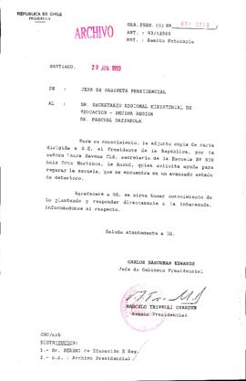 [Oficio  Gab. Pres. Ord. N°  3259 de Jefe de Gabinete Presidencial, remite copia de carta que se indica]