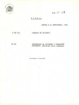 Agenda del 06 de Septiembre de 1990