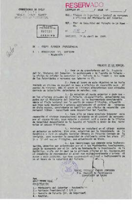 [Carta de Grupo de Guardia dirigida a Ministerio del Interior sobre Plan de Seguridad del Palacio de la Moneda]