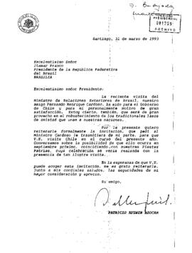 [Carta del Presidente Aylwin al Presidente de la República Federativa del Brasil,  invitandolo al país].
