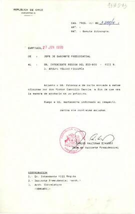 [Carta del Jefe de Gabinete Presidencial al Intendente de la Región del Bío Bío]