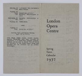 London Opera Centre : Calendario Trimestre Primavera 1972