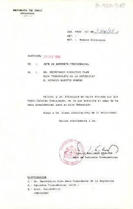 [Carta del Jefe de Gabinete Presidencial a Secretario Ejecutivo Plan Beca Presidente de la República]