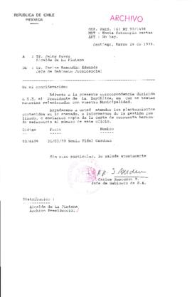 [Oficio del Gabinete Presidencial dirigido al Alcalde de la Pintana]