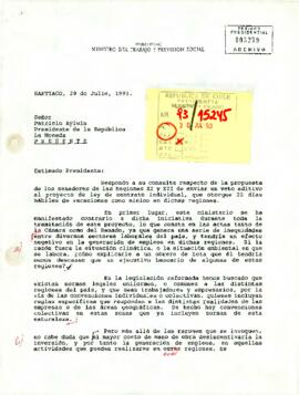 [Carta del Ministro de Trabajo, René Cortazar al Presidente Patricio Aylwin]