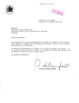 [Carta del Presidente Patricio Aylwin a Monseñor Secretario General del Arzobispado de Santiago]