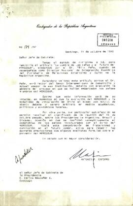 [Carta del Embajador de Argentina en Chile dirigida a Jefe de Gabinete]
