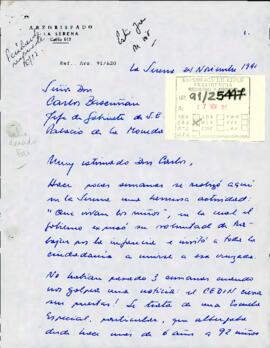 [Carta del Arzobispado de La Serena dirigida al Jefe de Gabinete Presidencial]