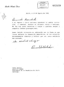 [Carta de ex-Presidente de Ecuador, Osvaldo Hurtado a Presidente Patricio Aylwin]