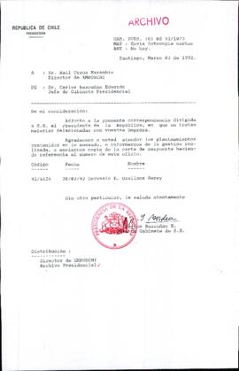 [Carta del Jefe de Gabinete de la Presidencia a Director de EMPORCHI]