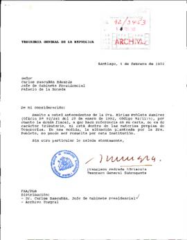 [Carta de Tesorería General remitiendo antecedentes de la Sra. Miriam Poblete Ramírez]