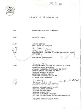Agenda programada el 28 de Junio de 1993