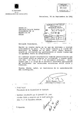 [Carta del Presidente de la Generalitat de Cataluña]