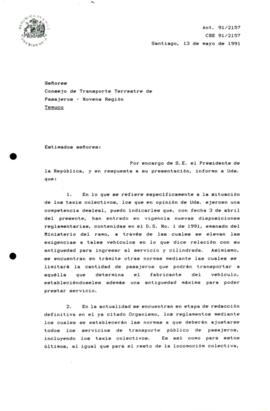 [Carta de respuesta del Jefe de Gabinete Presidencial dirigida al Consejo de Transporte Terrestre de Pasajeros de la Novena Región]