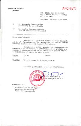 [Oficio del Jefe de Gabinete Presidencial dirigido al Intendente de la IX Región, Sr. Fernando Chuecas Mufioz]