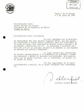 [Carta del S.E El Presidente Patricio Aylwin a Presidente de México]